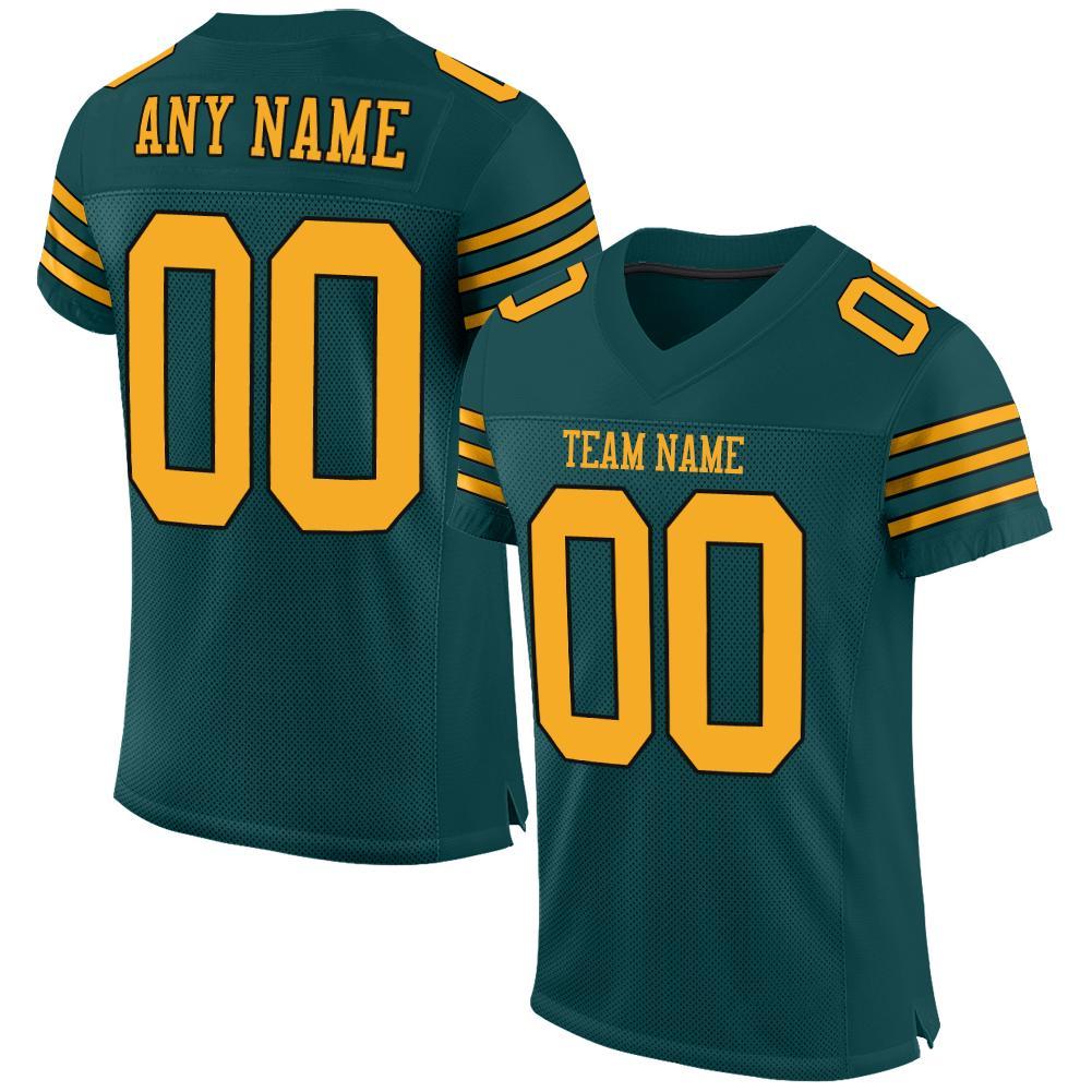 Custom Midnight Green Gold-Black Mesh Authentic Football Jersey - Sky-Custom