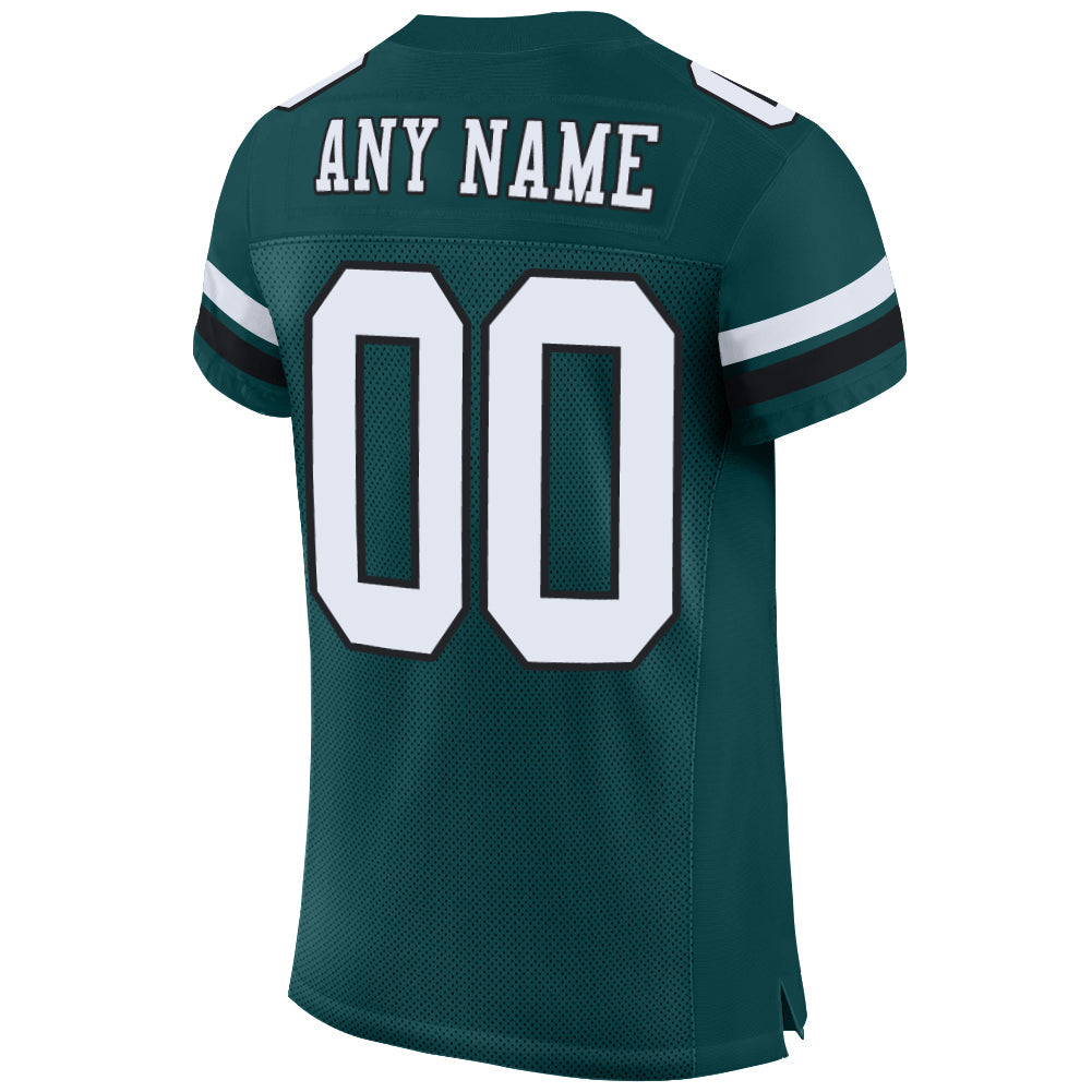 Custom Midnight Green White-Black Mesh Authentic Football Jersey - Sky-Custom