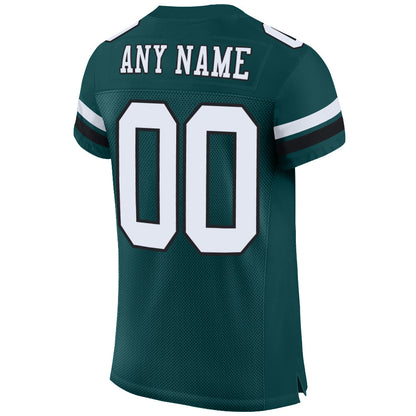 Custom Midnight Green White-Black Mesh Authentic Football Jersey - Sky-Custom