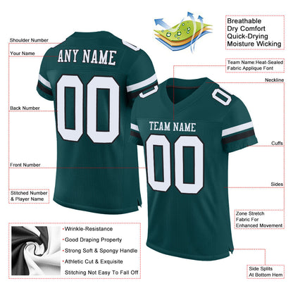 Custom Midnight Green White-Black Mesh Authentic Football Jersey - Sky-Custom