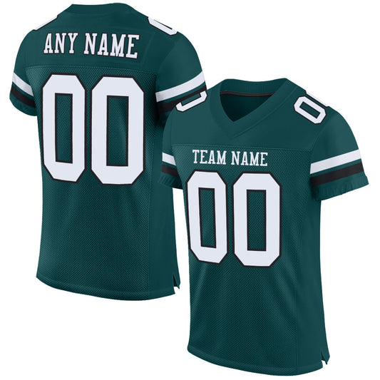 Custom Midnight Green White-Black Mesh Authentic Football Jersey - Sky-Custom