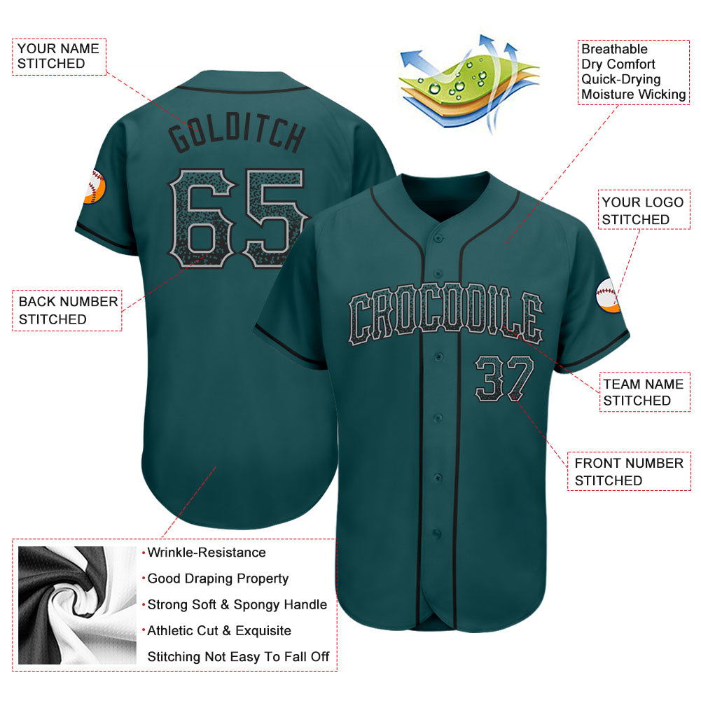 Custom Midnight Green Black-Gray Authentic Drift Fashion Baseball Jersey - Sky-Custom