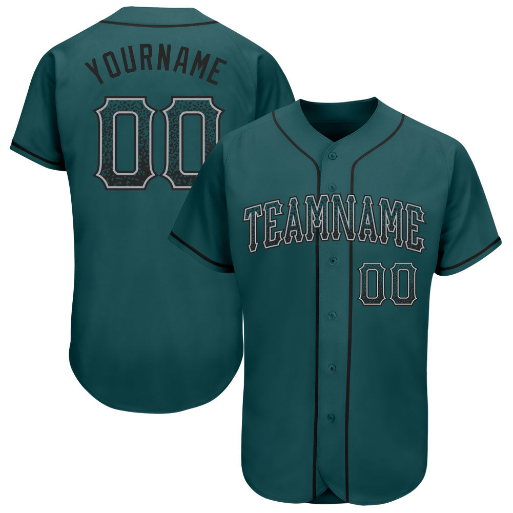 Custom Midnight Green Black-Gray Authentic Drift Fashion Baseball Jersey - Sky-Custom