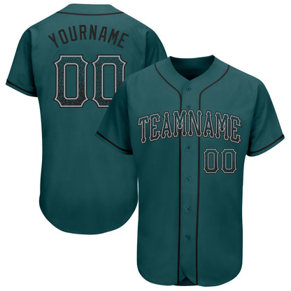 Custom Midnight Green Black-Gray Authentic Drift Fashion Baseball Jersey - Sky-Custom