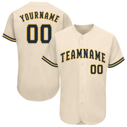 Custom Cream Navy-Gold Baseball Jersey - Sky-Custom