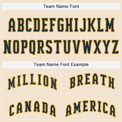 Custom Cream Navy-Gold Baseball Jersey - Sky-Custom