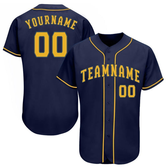 Custom Navy Gold Baseball Jersey - Sky-Custom