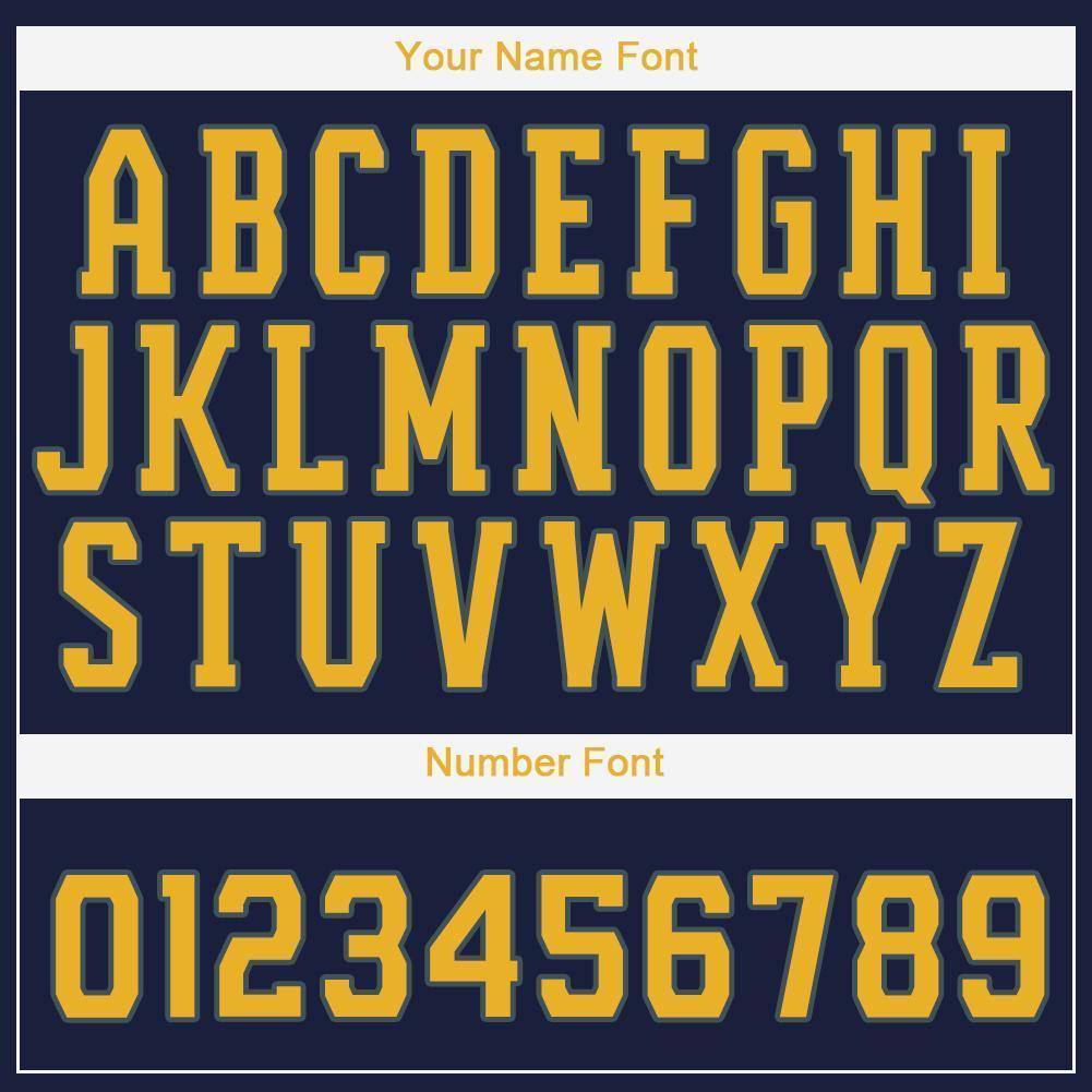 Custom Navy Gold Baseball Jersey - Sky-Custom