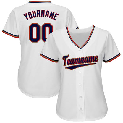 Custom White Navy-Red Baseball Jersey - Sky-Custom