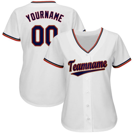 Custom White Navy-Red Baseball Jersey - Sky-Custom