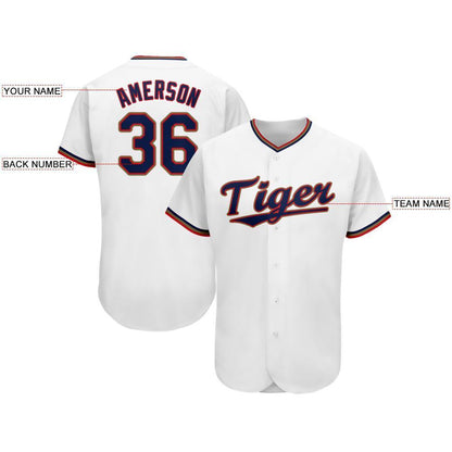 Custom White Navy-Red Baseball Jersey - Sky-Custom