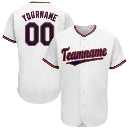 Custom White Navy-Red Baseball Jersey - Sky-Custom