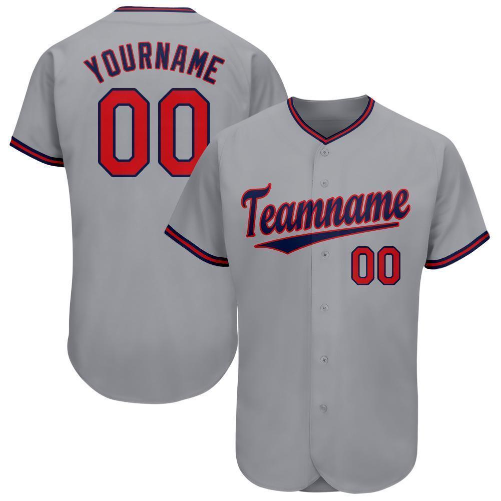 Custom Gray Red-Navy Baseball Jersey - Sky-Custom
