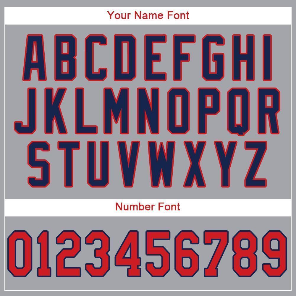 Custom Gray Red-Navy Baseball Jersey - Sky-Custom