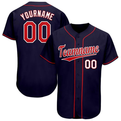 Custom Navy Red-White Baseball Jersey - Sky-Custom