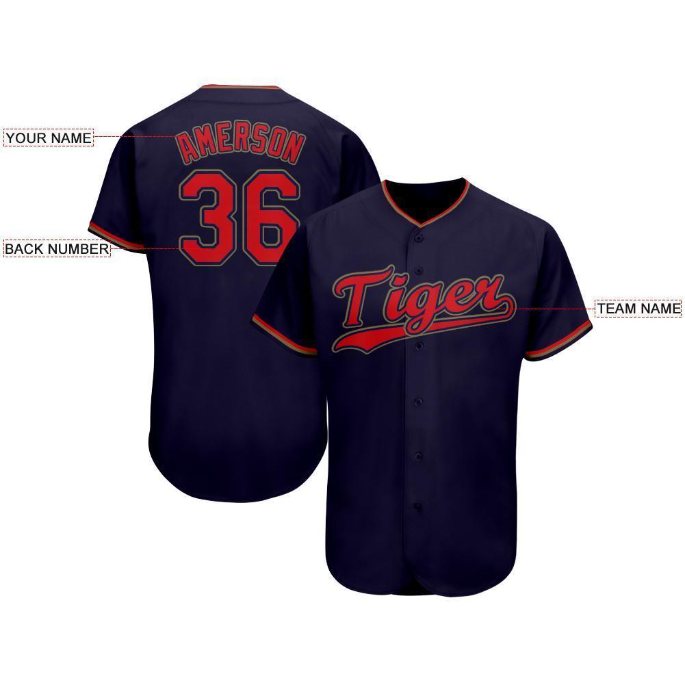 Custom Navy Red-Old Gold Baseball Jersey - Sky-Custom