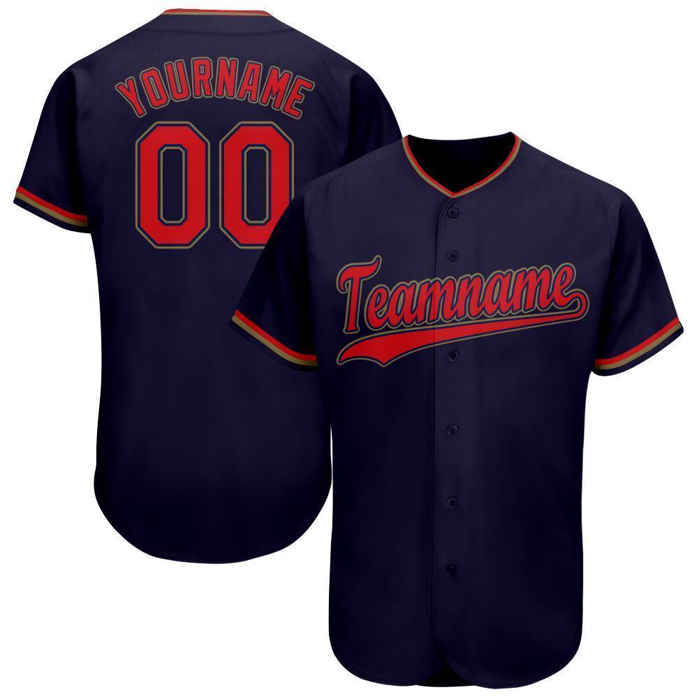 Custom Navy Red-Old Gold Baseball Jersey - Sky-Custom