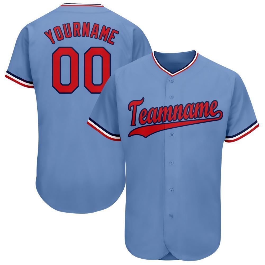 Custom Light Blue Red-Navy Baseball Jersey - Sky-Custom