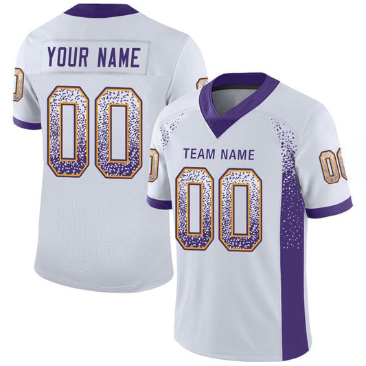 Custom White Purple-Gold Mesh Drift Fashion Football Jersey - Sky-Custom