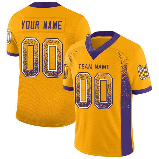 Custom Gold Purple-White Mesh Drift Fashion Football Jersey - Sky-Custom