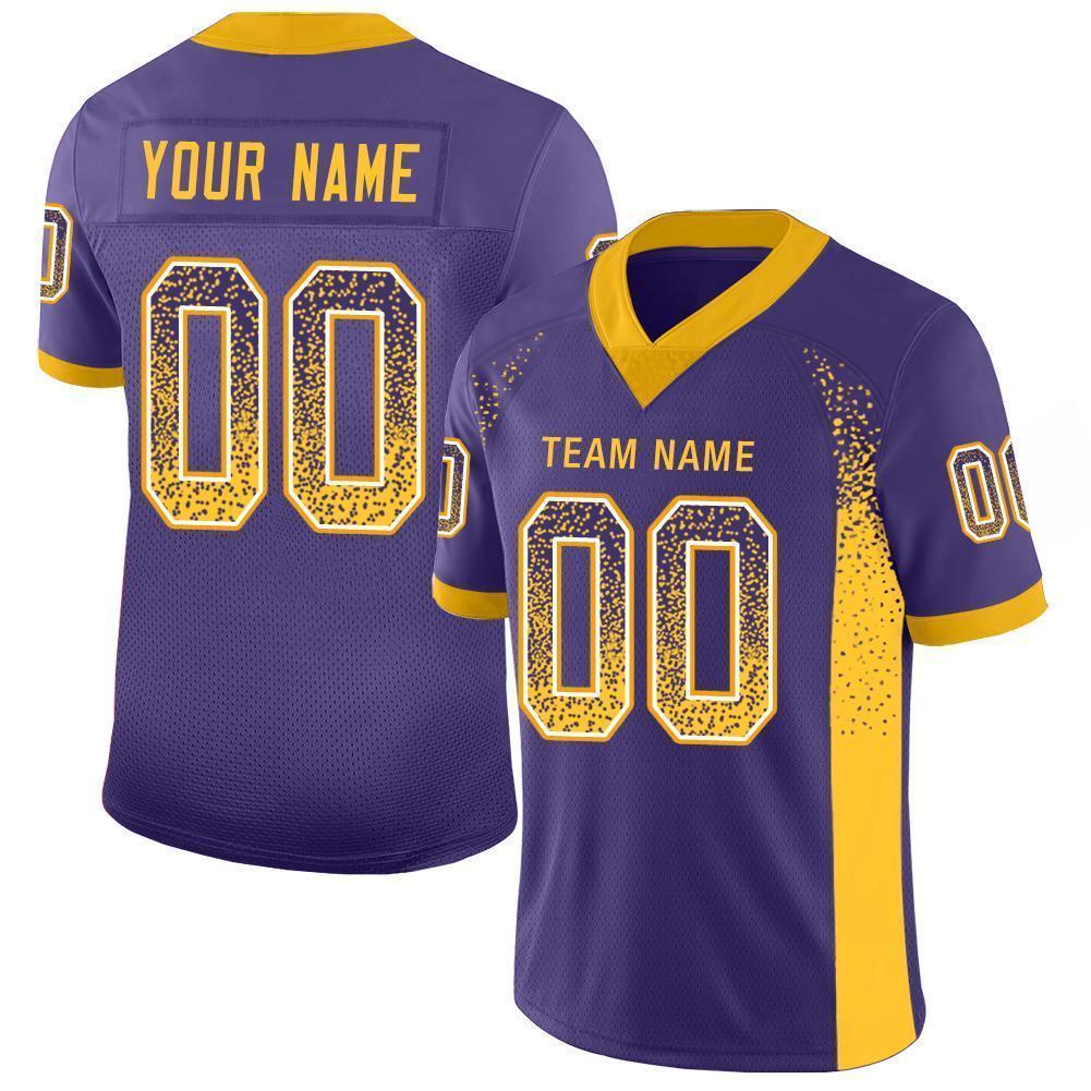 Custom Purple Gold-White Mesh Drift Fashion Football Jersey - Sky-Custom