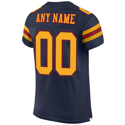 Custom Navy Gold-Red Mesh Authentic Football Jersey - Sky-Custom