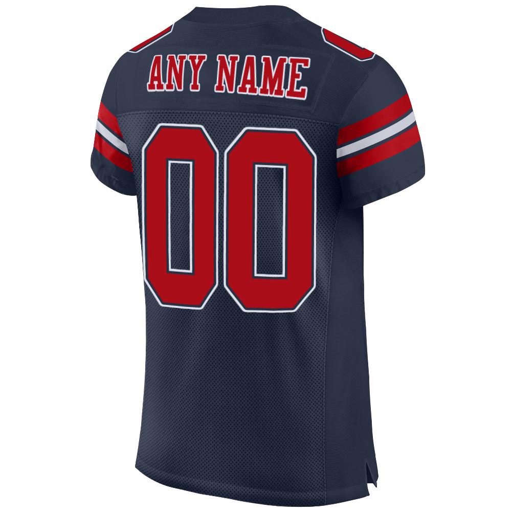 Custom Navy Red-White Mesh Authentic Football Jersey - Sky-Custom