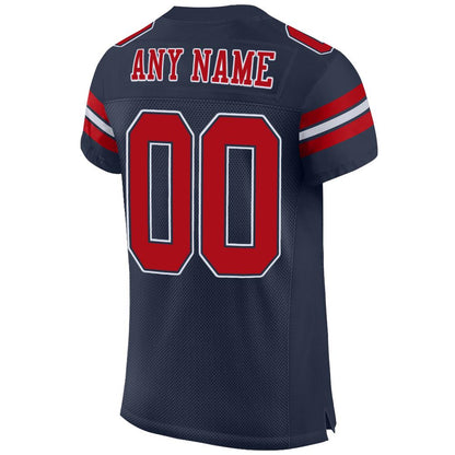 Custom Navy Red-White Mesh Authentic Football Jersey - Sky-Custom