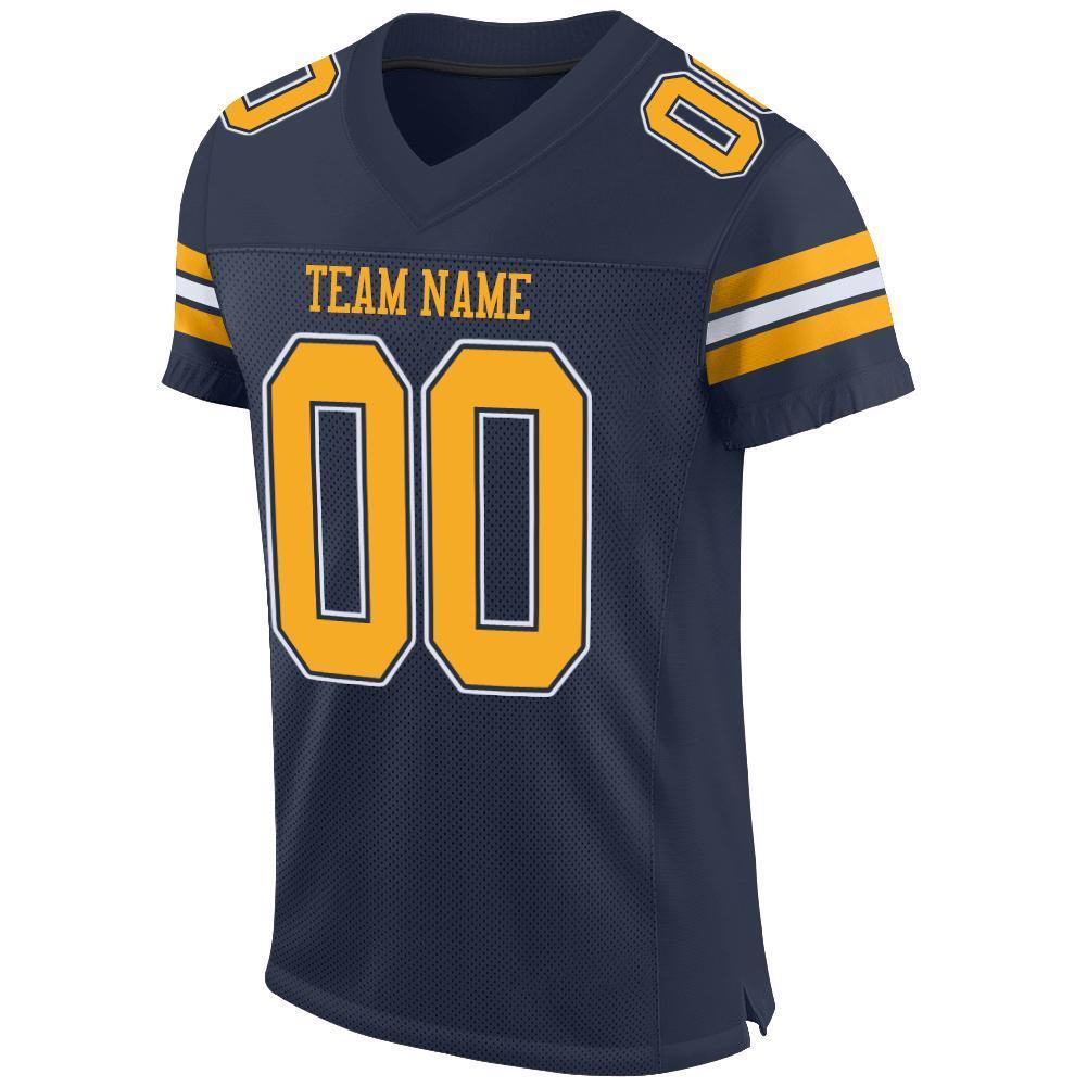 Custom Navy Gold-White Mesh Authentic Football Jersey - Sky-Custom