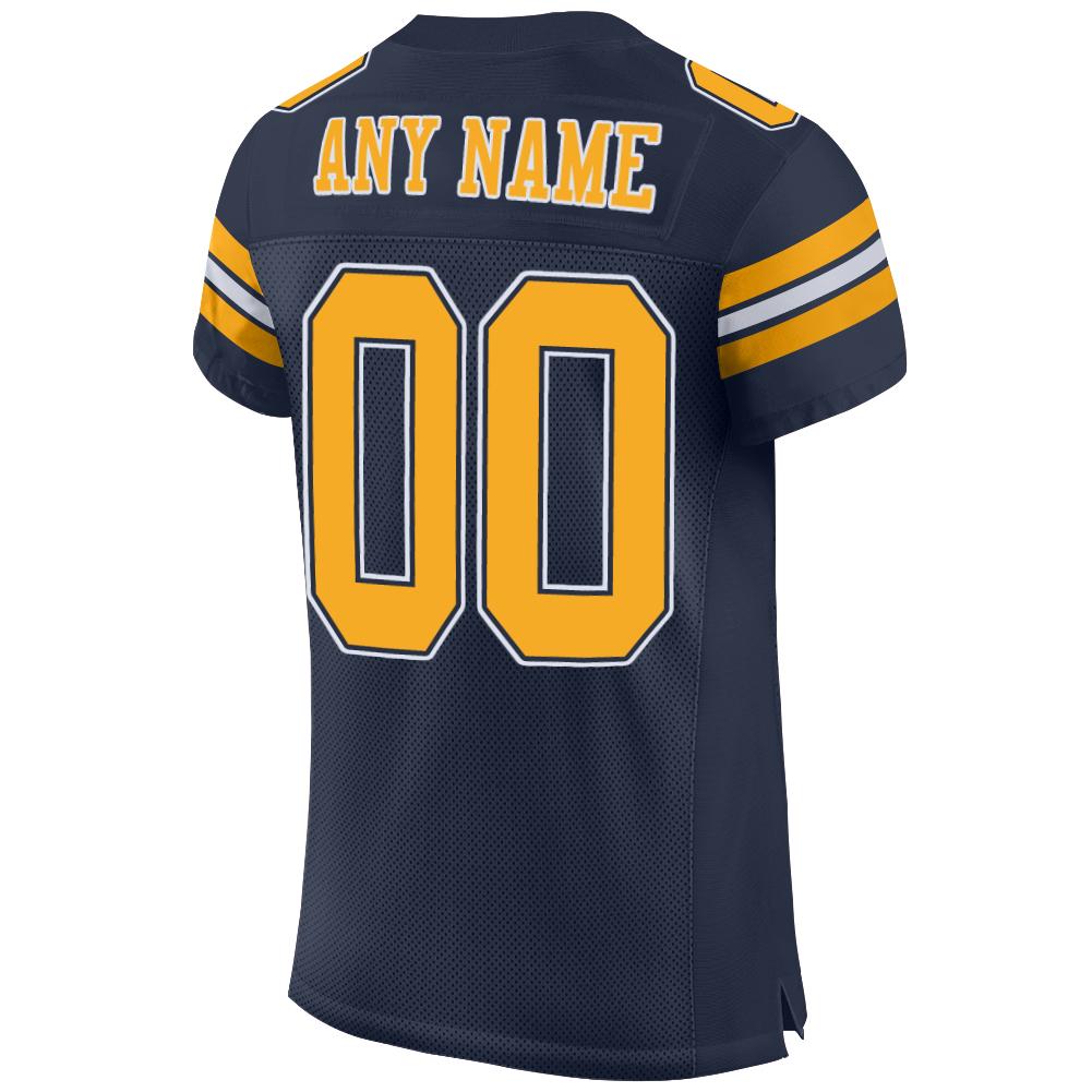 Custom Navy Gold-White Mesh Authentic Football Jersey - Sky-Custom