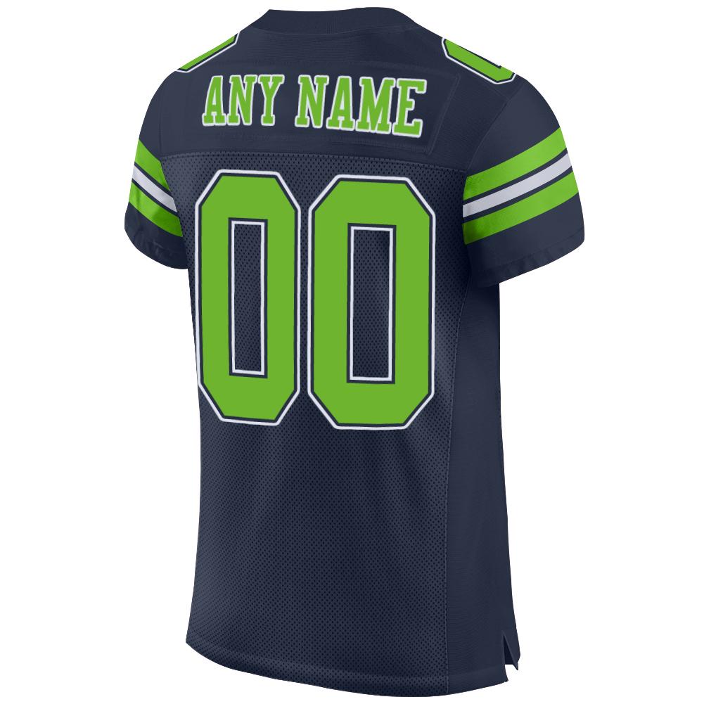 Custom Navy Neon Green-White Mesh Authentic Football Jersey - Sky-Custom