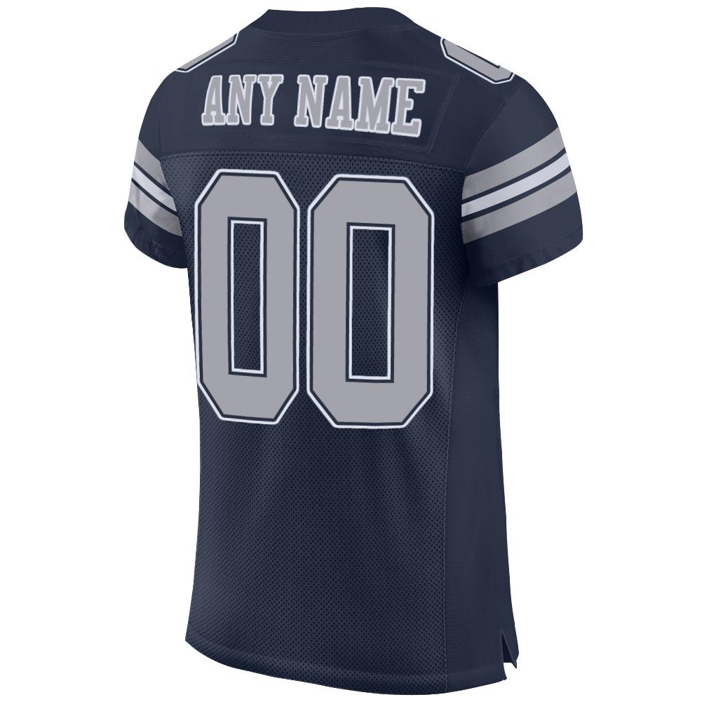 Custom Navy Gray-White Mesh Authentic Football Jersey - Sky-Custom