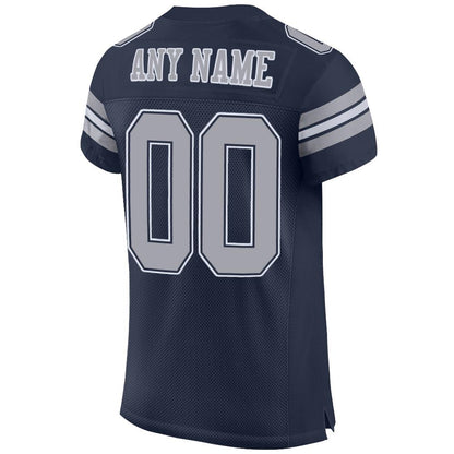 Custom Navy Gray-White Mesh Authentic Football Jersey - Sky-Custom