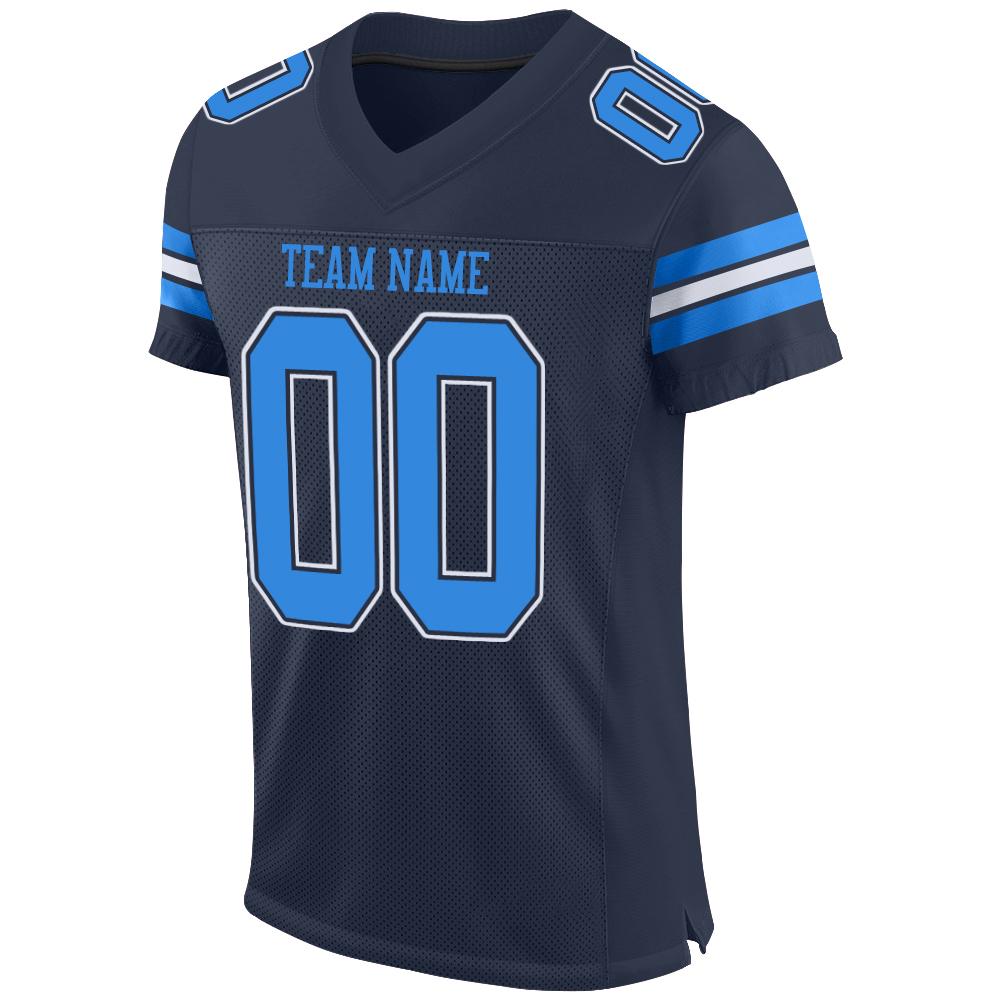 Custom Navy Powder Blue-White Mesh Authentic Football Jersey - Sky-Custom