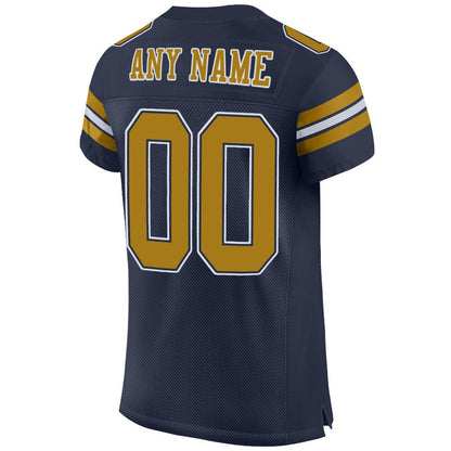 Custom Navy Old Gold-White Mesh Authentic Football Jersey - Sky-Custom
