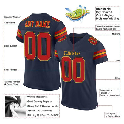 Custom Navy Scarlet-Gold Mesh Authentic Football Jersey - Sky-Custom