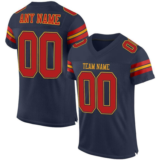 Custom Navy Scarlet-Gold Mesh Authentic Football Jersey - Sky-Custom