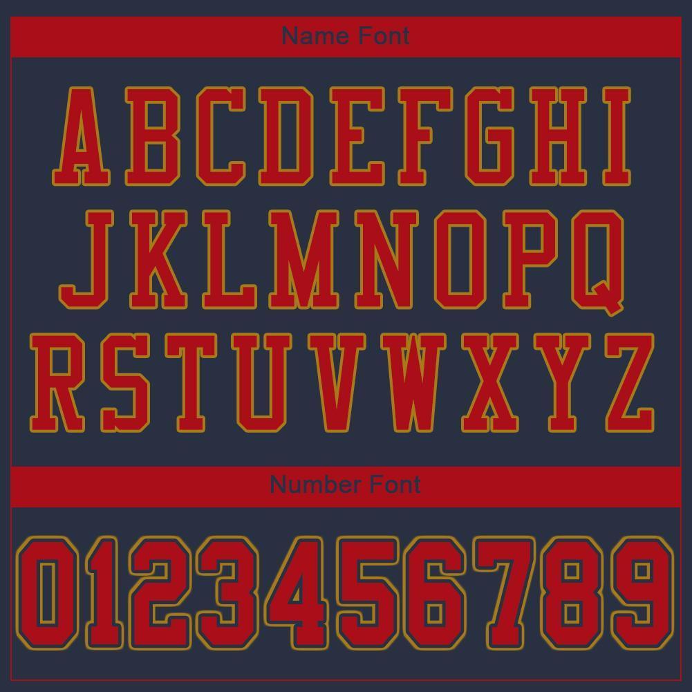 Custom Navy Red-Old Gold Mesh Authentic Football Jersey - Sky-Custom