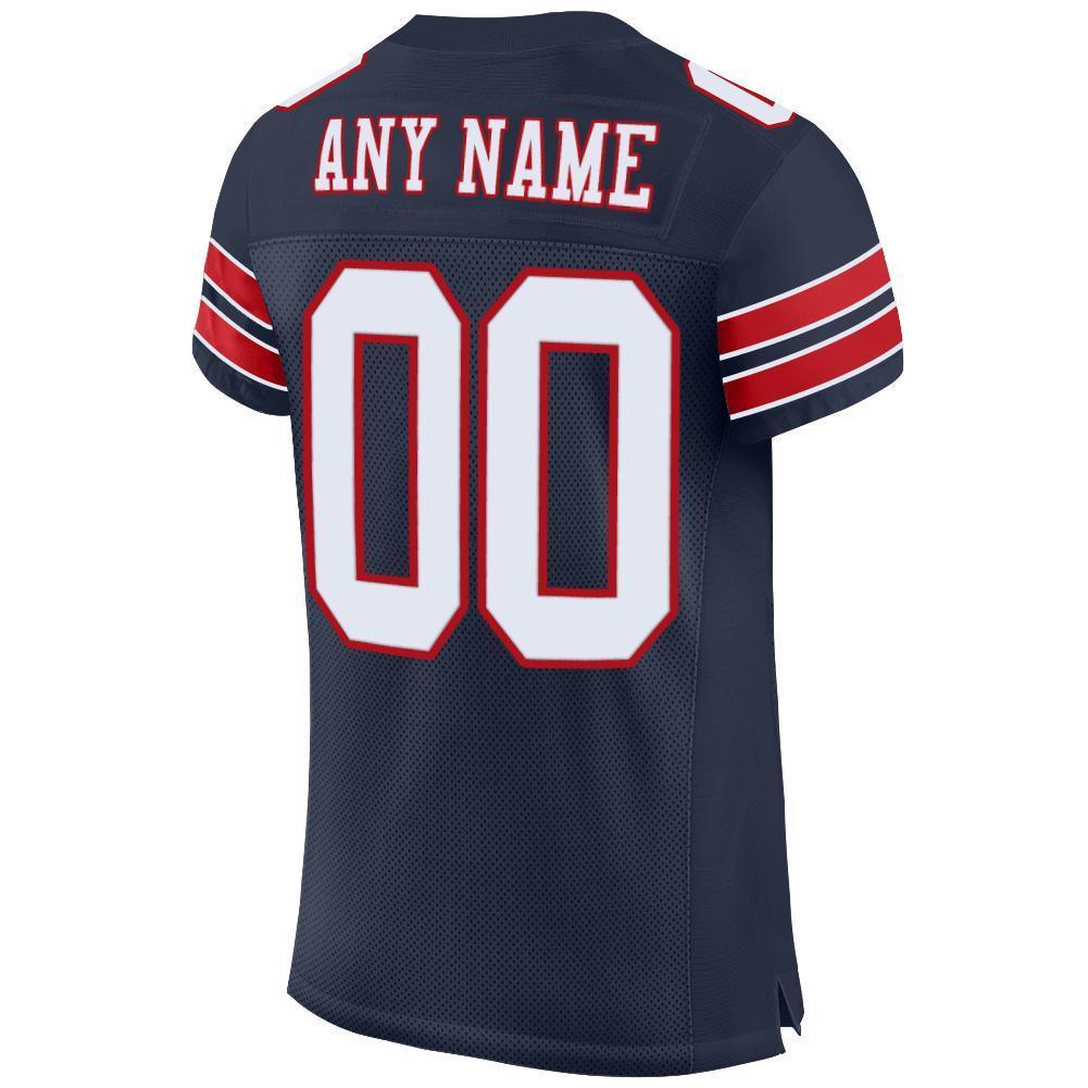 Custom Navy White-Red Mesh Authentic Football Jersey - Sky-Custom