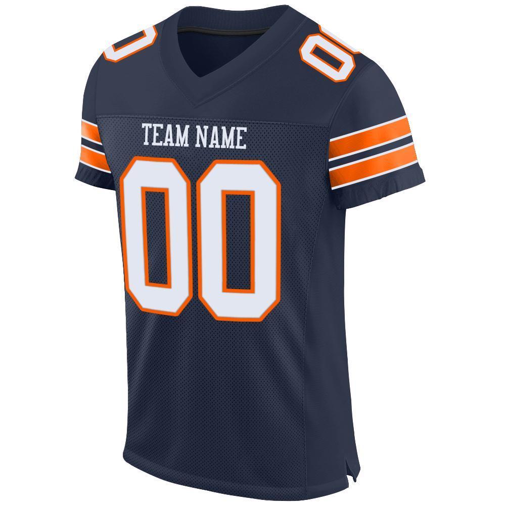 Custom Navy White-Orange Mesh Authentic Football Jersey - Sky-Custom