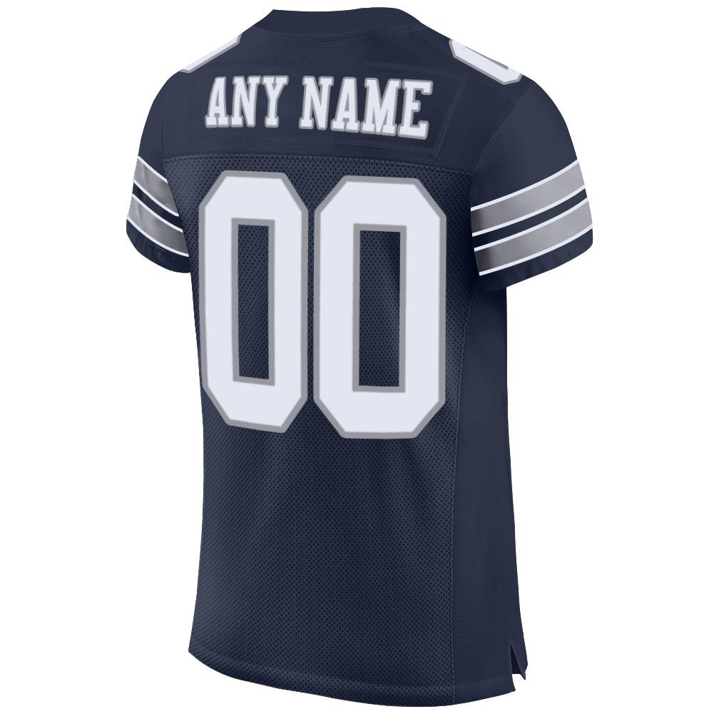 Custom Navy White-Light Gray Mesh Authentic Football Jersey - Sky-Custom
