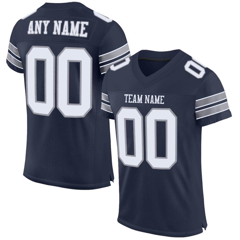 Custom Navy White-Light Gray Mesh Authentic Football Jersey - Sky-Custom
