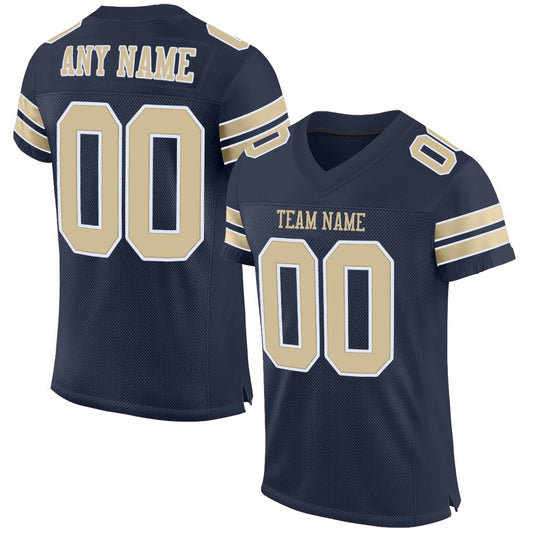 Custom Navy Vegas Gold-White Mesh Authentic Football Jersey - Sky-Custom