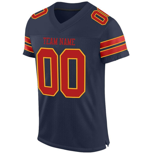 Custom Navy Scarlet-Gold Mesh Authentic Football Jersey - Sky-Custom