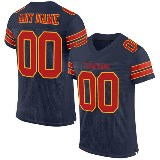 Custom Navy Scarlet-Gold Mesh Authentic Football Jersey - Sky-Custom