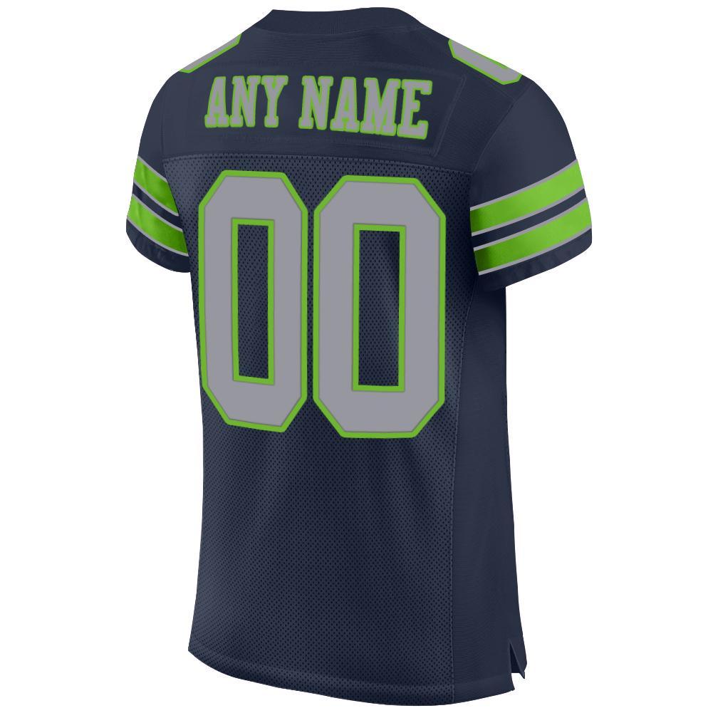Custom Navy Light Gray-Neon Green Mesh Authentic Football Jersey - Sky-Custom