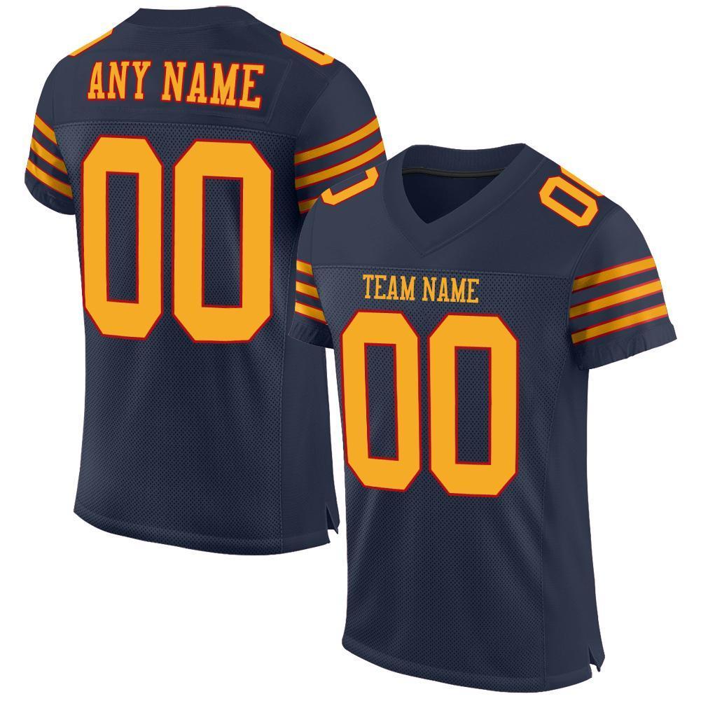 Custom Navy Gold-Red Mesh Authentic Football Jersey - Sky-Custom