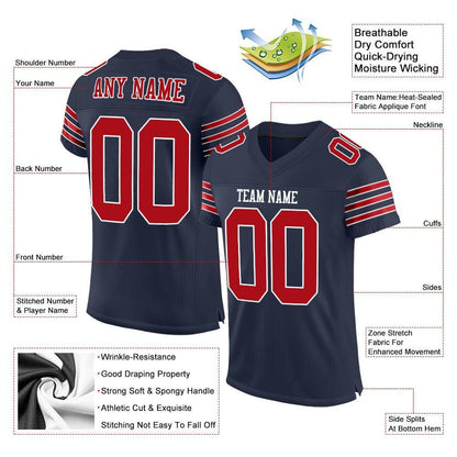 Custom Navy Red-White Mesh Authentic Football Jersey - Sky-Custom