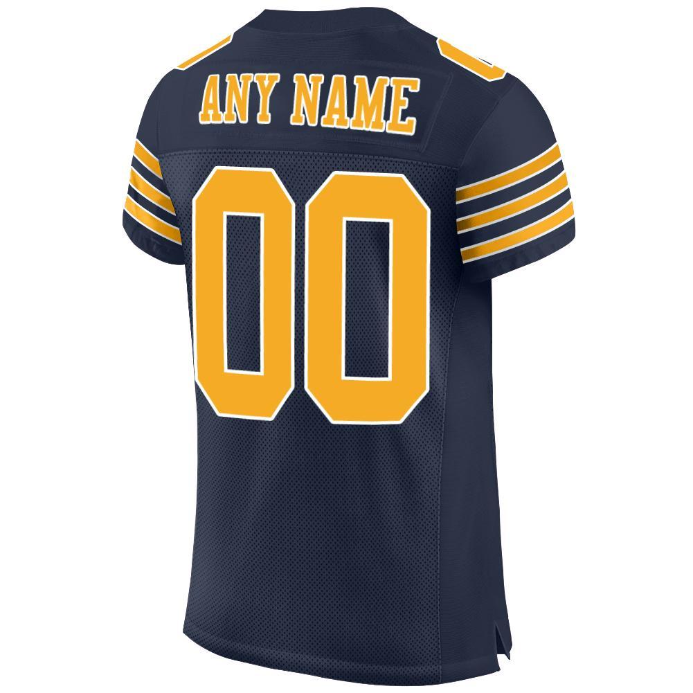 Custom Navy Gold-White Mesh Authentic Football Jersey - Sky-Custom