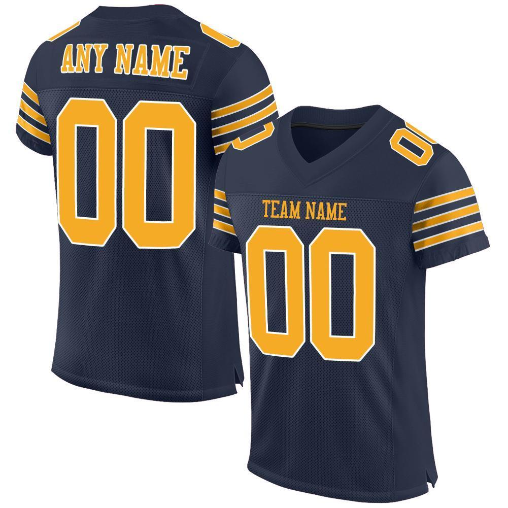Custom Navy Gold-White Mesh Authentic Football Jersey - Sky-Custom